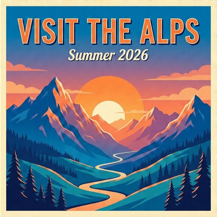 Boogu-Image Baseで生成した『VISIT THE ALPS』のポスター画像