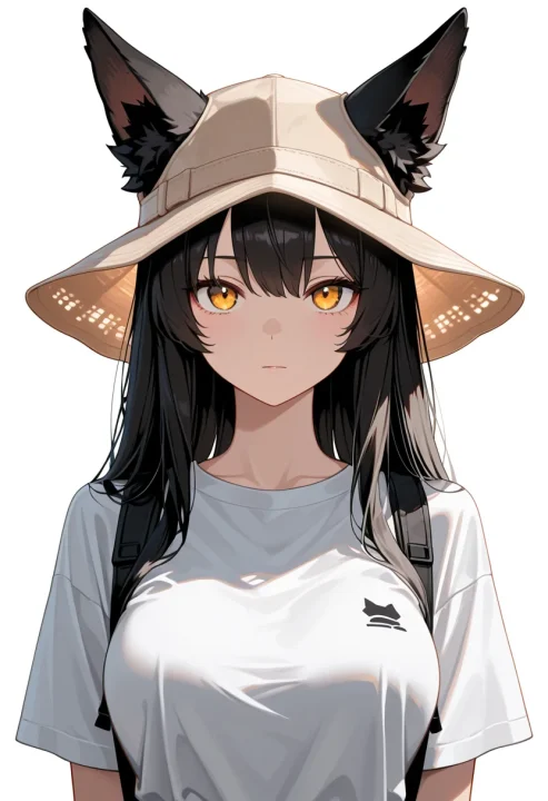 帽子の下に耳の生成例