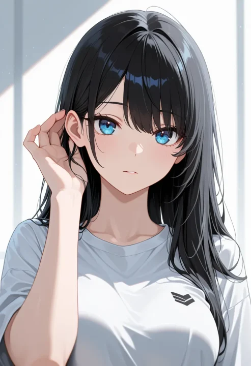 自分の耳に手を当てるの生成例