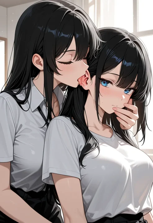 耳を舐めるの生成例