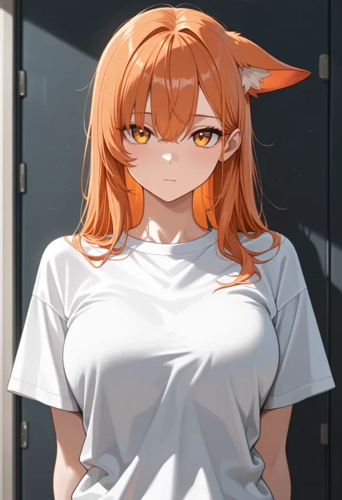 片耳を伏せるの生成例