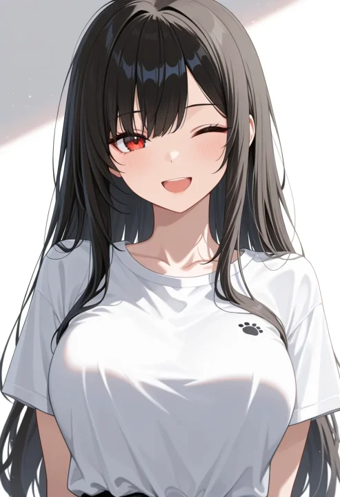 ウインクの笑顔(;D)の生成例