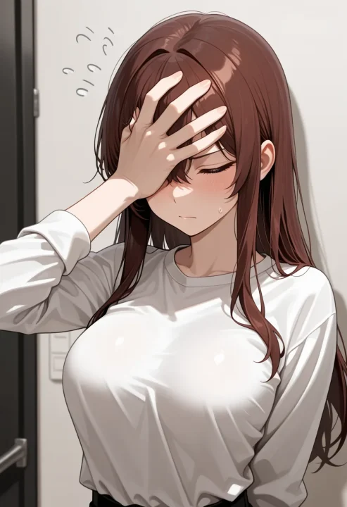 手で顔を覆う(呆れ)の生成例