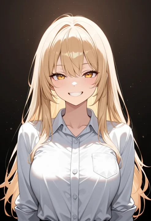 歯を見せた笑みの生成例