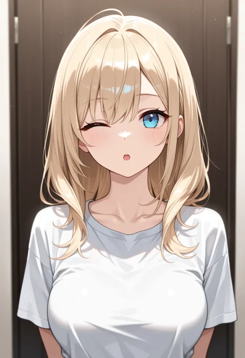ウインクで驚き(;o)の生成例