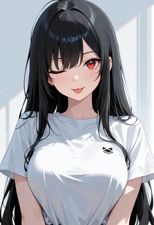 ウインクで舌出し(;p)の生成例