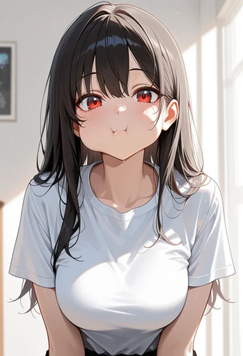 ふくらんだ頬の生成例