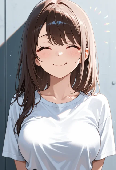 舌を出した笑顔(^q^)の生成例