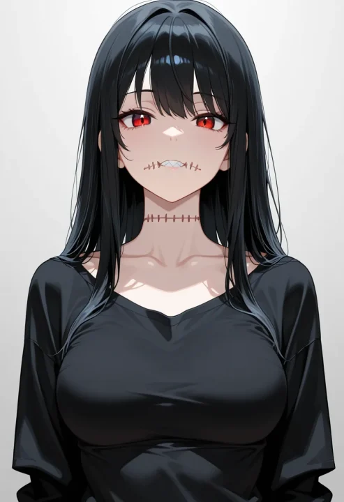 縫われた口の生成例