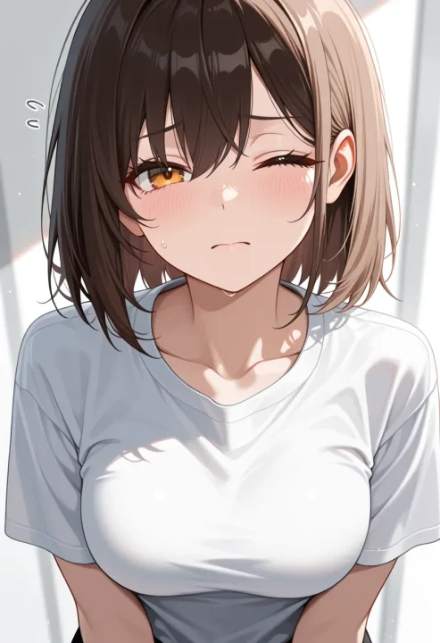 顔をしかめるの生成例