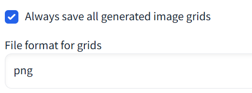 A1111のgrid保存設定（Saving images/grids）