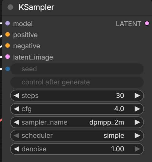 BaseモデルのKSamplerでステップ数とCFGを調整する画面