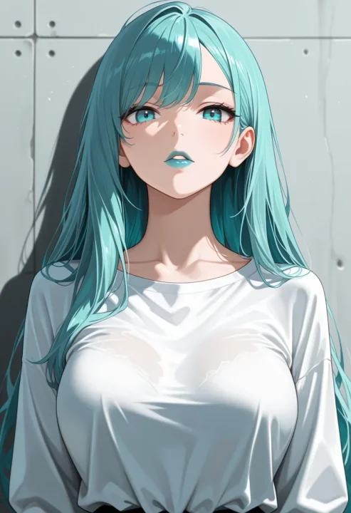 水色のリップの生成例