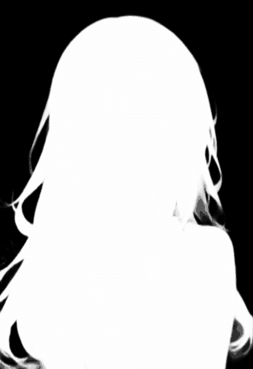 Return maskで出力した女性の輪郭を白く示す白黒マスク