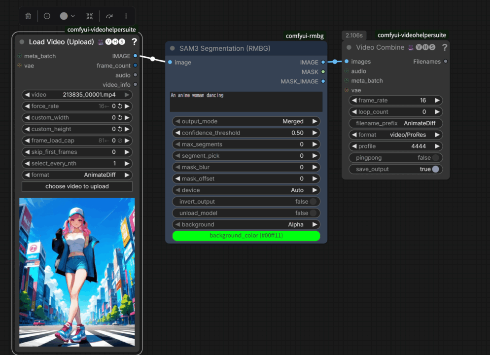ComfyUIでSAM3 Segmentationを使った背景透過のワークフロー