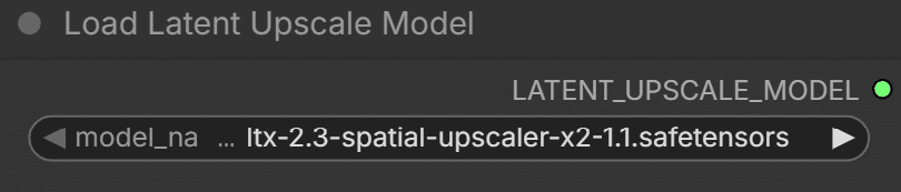Load Latent Upscale Modelノードの設定画面