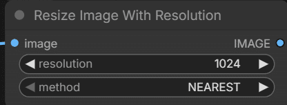 Resize Image With Resolutionノードの設定画面