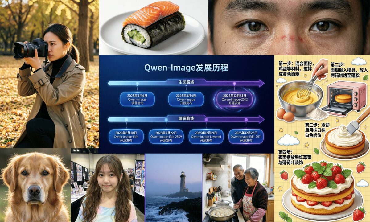人物や動物、料理、文字表現をまとめたQwen-Image-2512の公式作例