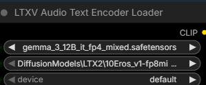 LTXV Audio Text Encoder Loaderノードの設定画面