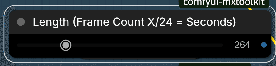 Length（Frame Count）ノードで動画の長さを設定した画面