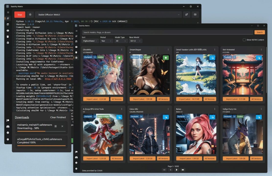 StabilityMatrixの画面