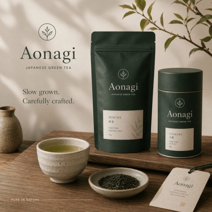 日本茶ブランドAonagiの正方形SNS広告