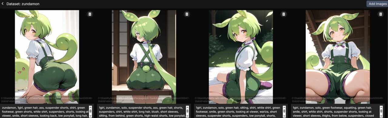 学習用の画像とキャプションを登録したDataset