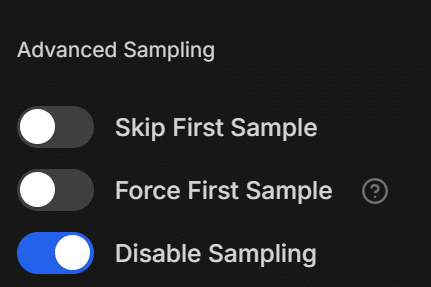 Disable Samplingでサンプル生成をオフにした設定