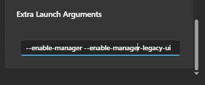 StabilityMatrixで旧UI（レガシー）の引数を設定した状態
