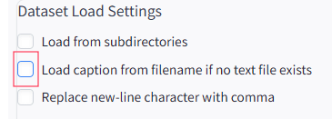 Load caption from filenameのチェックを外す設定