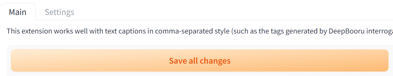 Save all changesでフォルダにキャプションデータを保存する