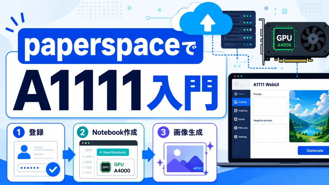paperspaceでStable Diffusion Web UI（A1111）を始める方法！登録から画像生成まで【無料配布ファイルあり】