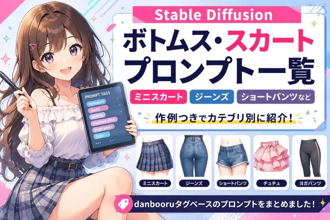 Stable Diffusionのボトムス・スカートプロンプト一覧｜ミニスカート・ジーンズ・ショートパンツなど【画像付き】