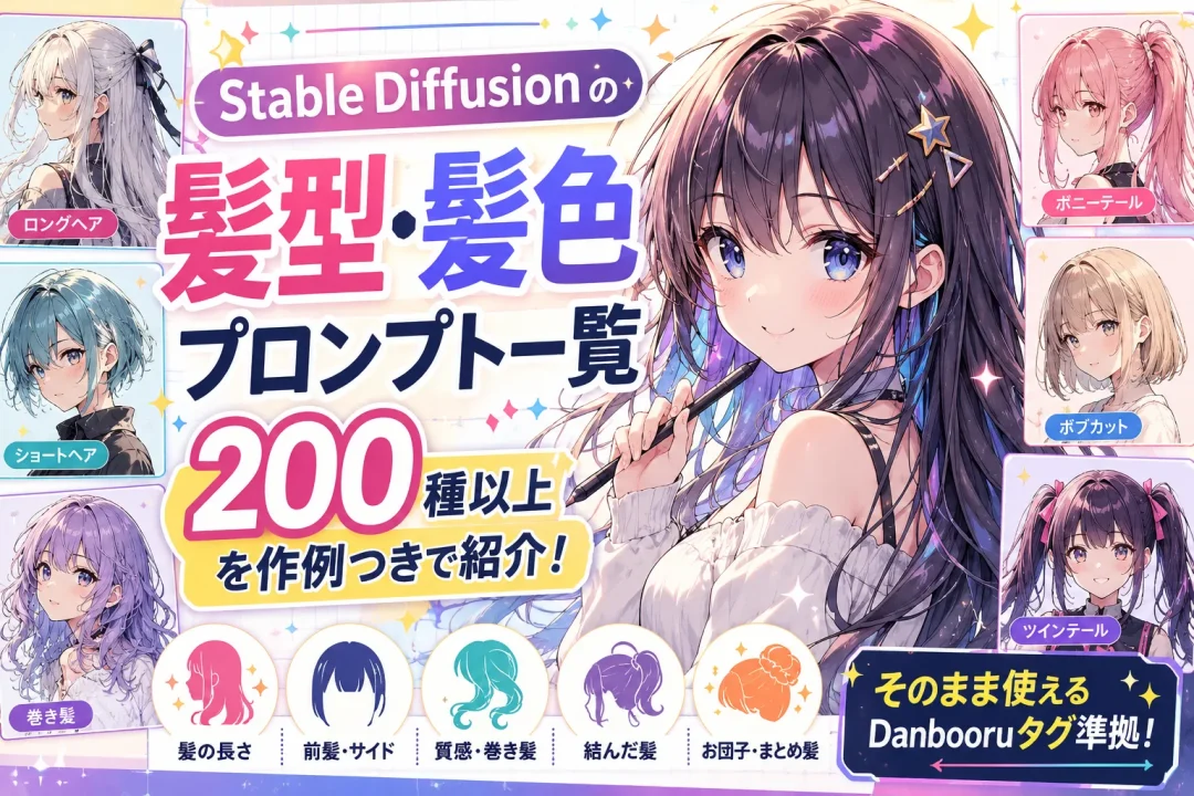 Stable Diffusionの髪型・髪色プロンプト一覧｜200種以上を作例つきで紹介！