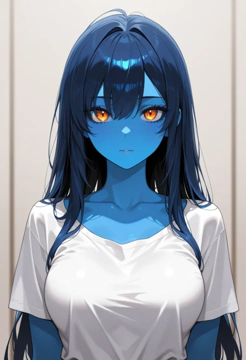 青い肌の生成例