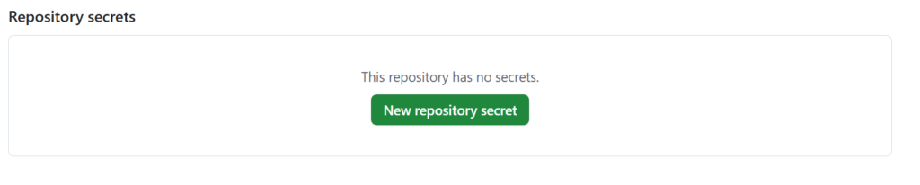 GitHubのSettingsからSecrets and variablesのActionsを開いた画面