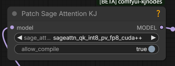 Patch Sage Attention KJノードの設定画面