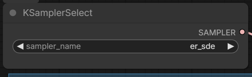 KSamplerSelectのsampler_nameを変更する画面