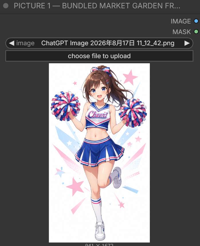 PICTURE 1ノードで開始画像を読み込んだ画面