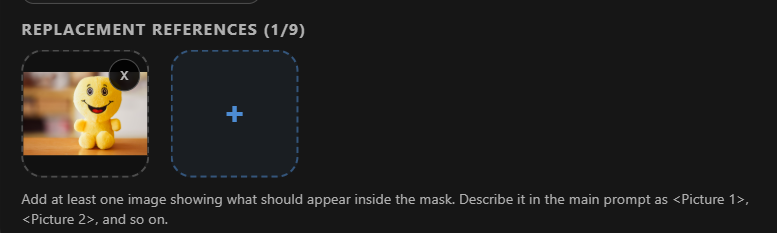 Maskモードに差し替え用の参照画像を追加した画面