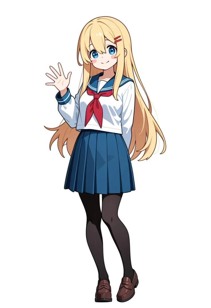 TIPO-v2.1-1B-A200M（GGUF）で生成した制服姿の女の子