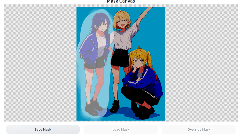 Upload Backgroundで読み込んだ画像を下絵にしてマスクを塗った画面