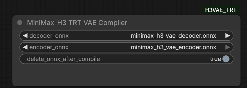 ONNXファイルを選んだMiniMax-H3 TRT VAE Compilerノード