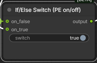 Fibo 2.0 Edit TurboのワークフローでIf/Else Switch (PE on/off)を切り替える画面