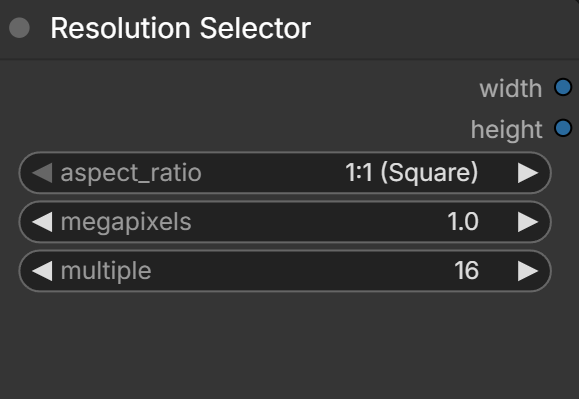 Resolution Selectorでアスペクト比1対1、解像度1MPを指定した画面