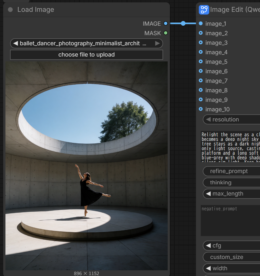 Load ImageからTurboのImage Editのimage_1へ編集対象画像を接続した画面