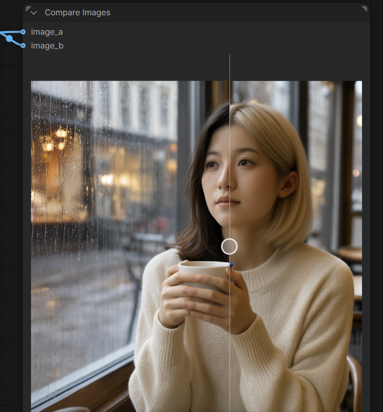 Compare Imagesで元画像と編集後の画像を比較する画面