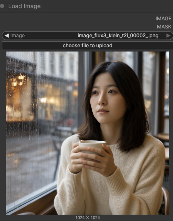 Distilledの画像編集ワークフローで編集する画像を読み込む画面