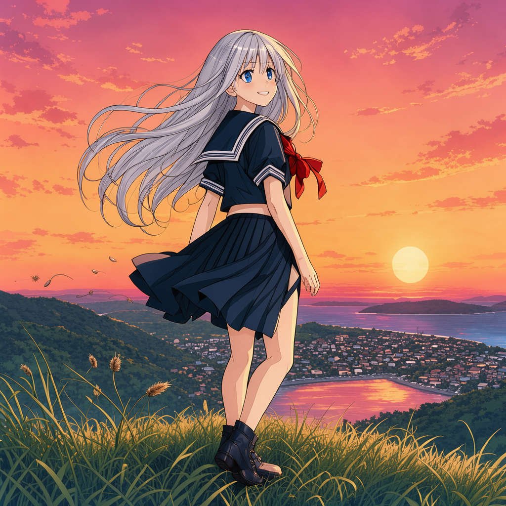 Flux.3 Image Klein Distilledでアップサンプラーを使って生成したアニメ画像