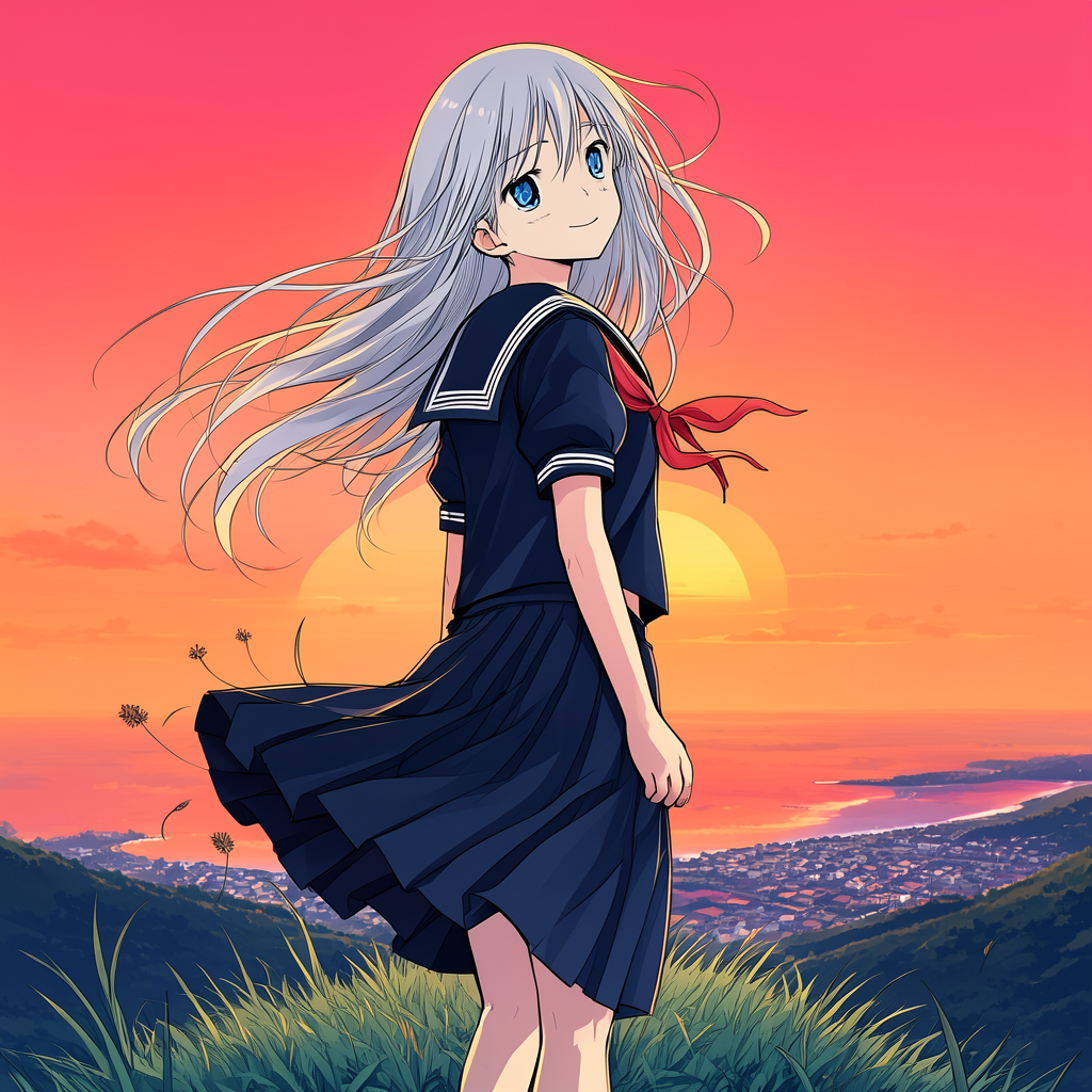 Flux.3 Image Klein Baseでアップサンプラーを使って生成したアニメ画像